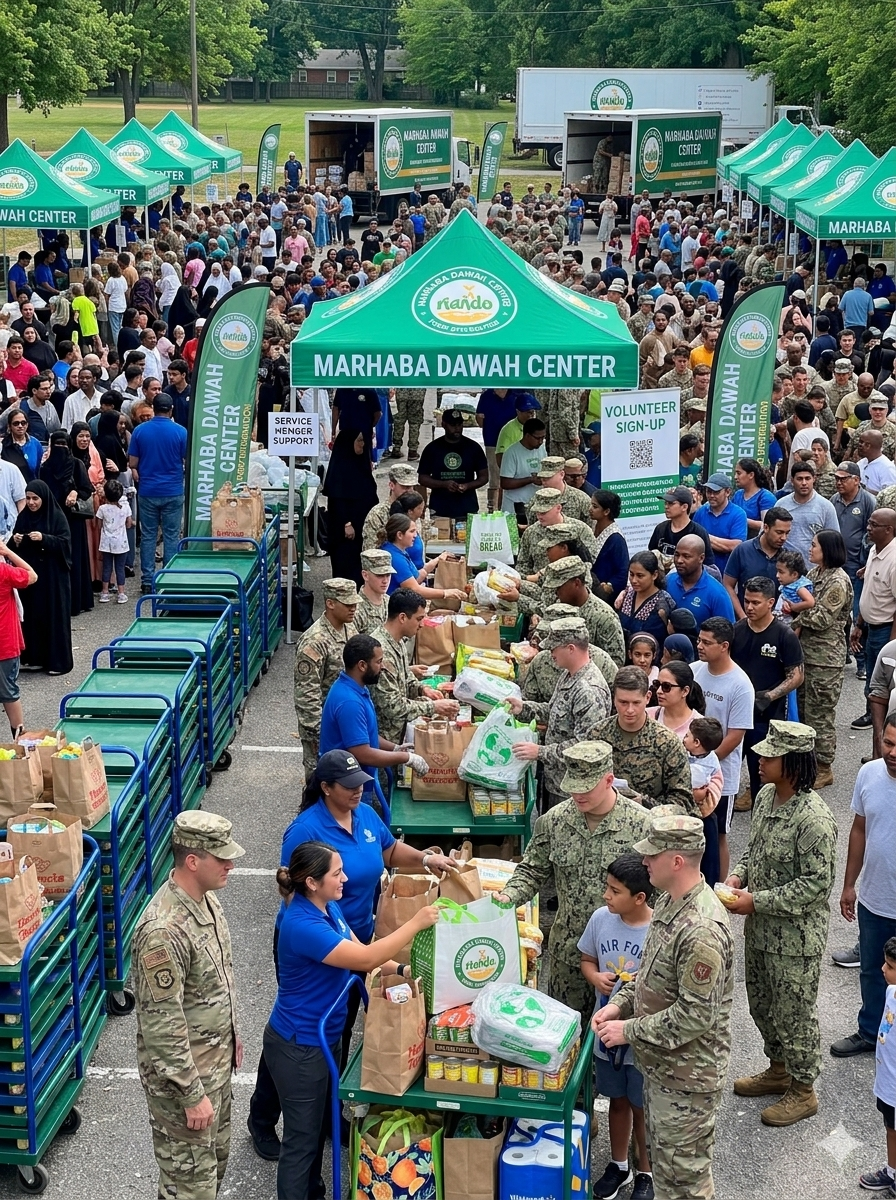 Community food distribution led by Marhaba Dawah Center